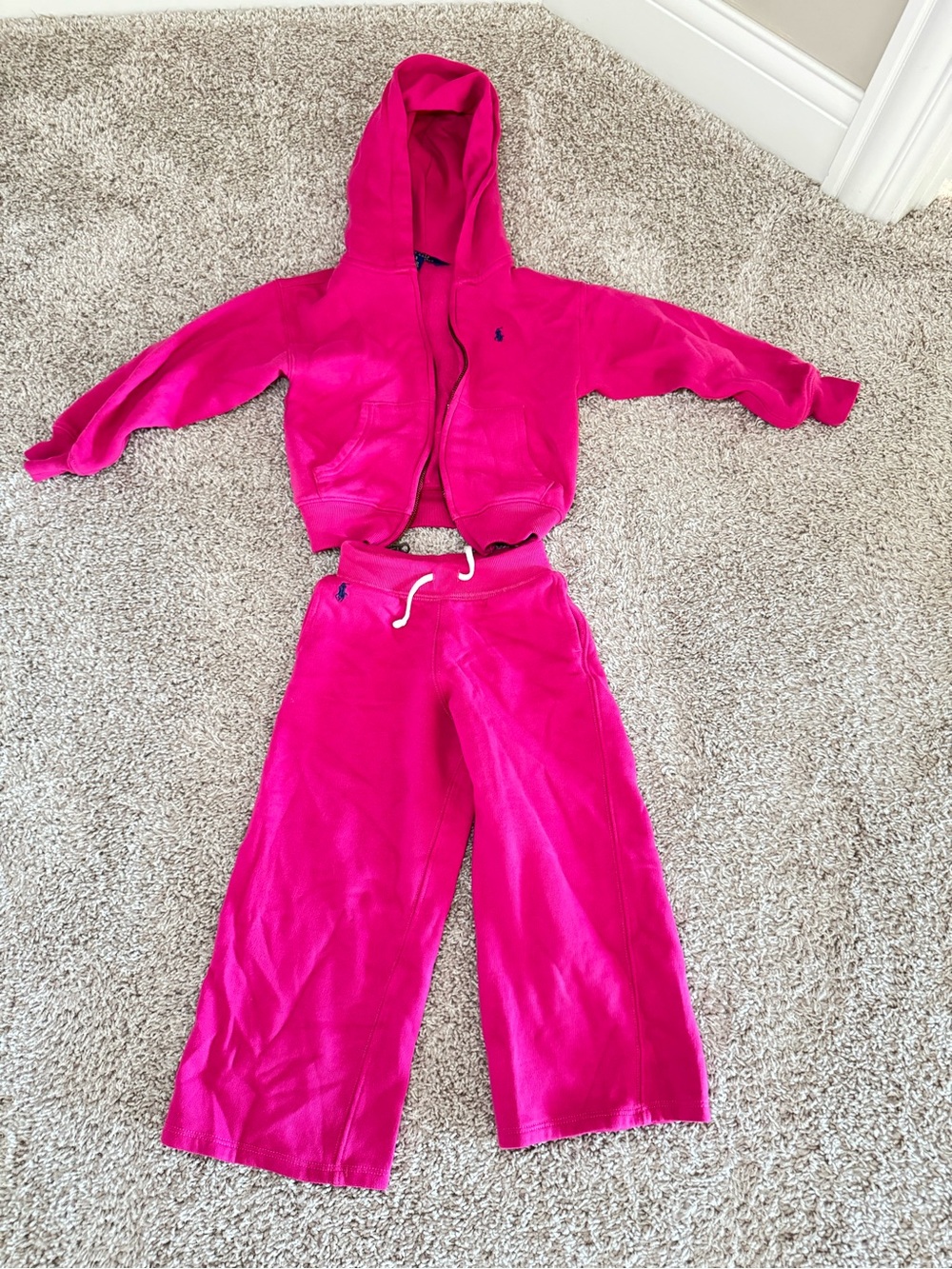 Ralph Lauren Kids Hot Pink Hooded Sweatpants Set